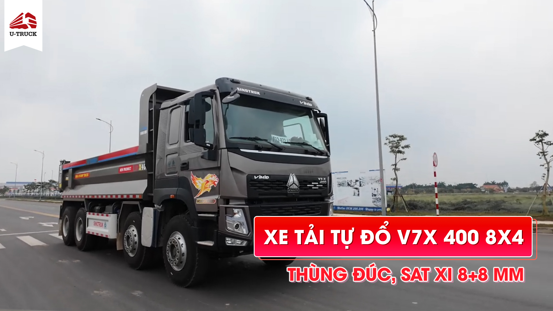 Xe ben Howo V7X 400 8×4 thùng đúc (Sát xi 8+8mm)