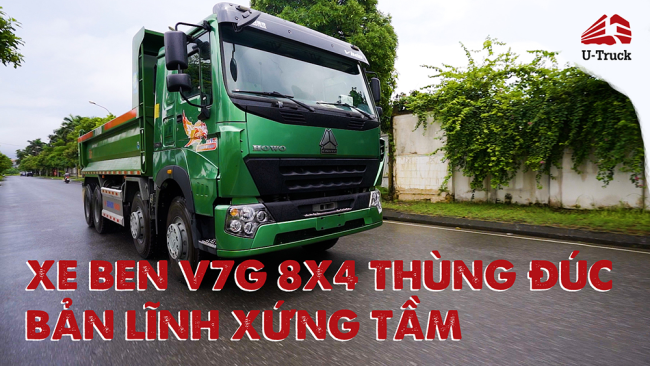 Xe ben V7G 8x4 thùng đúc