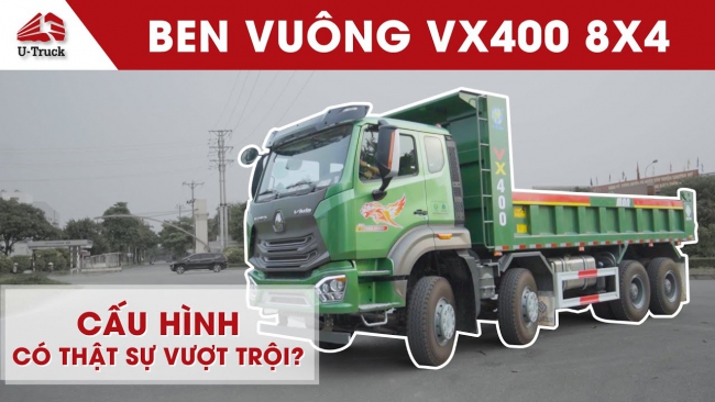 Xe ben VX400 8x4 thùng vuông