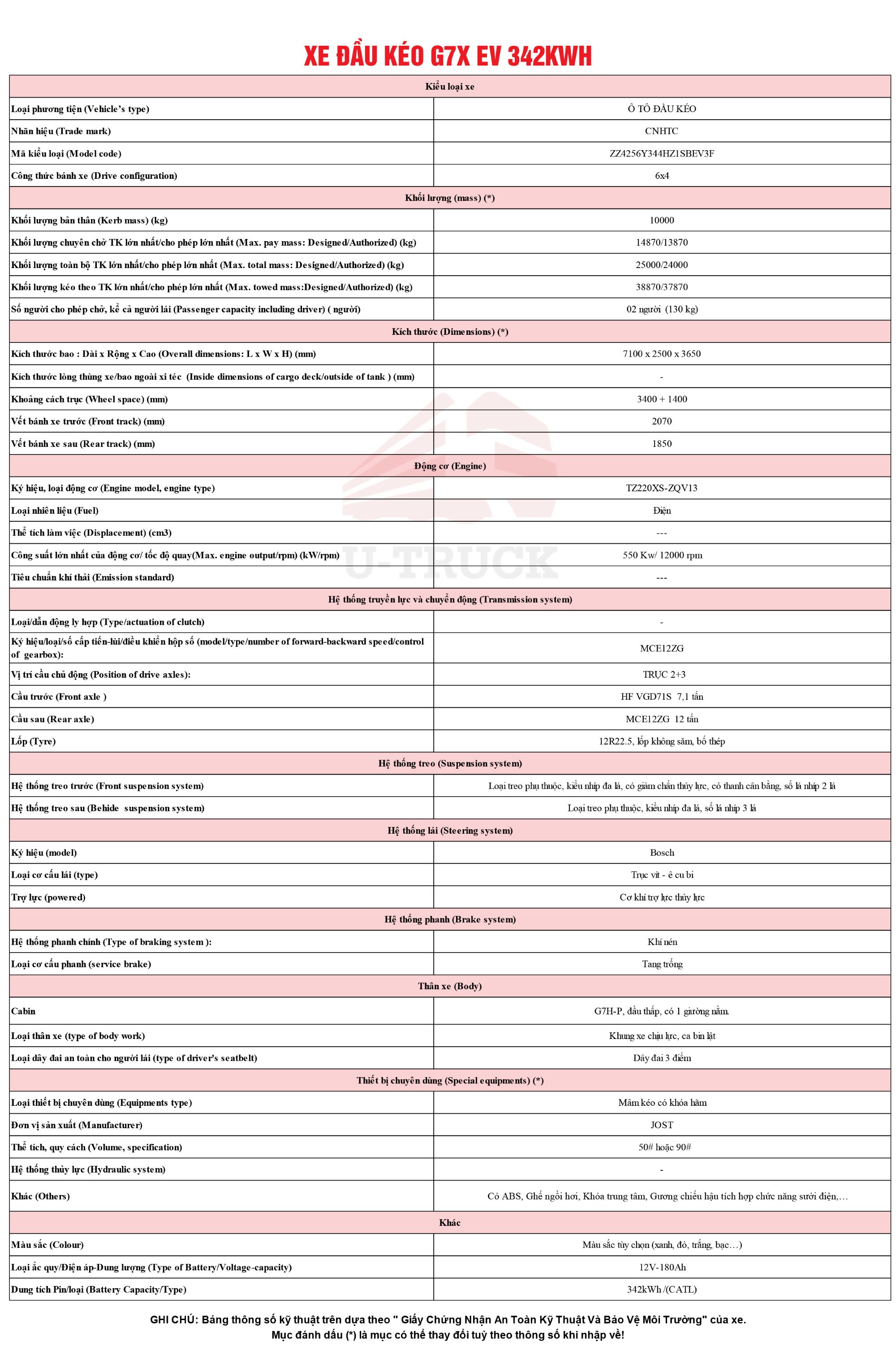 TSKT XE ĐẦU KÉO G7X EV CẦU LÁP