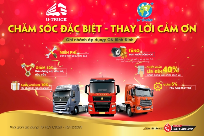 U-TRUCK Bình Định đồng triển khai chương trình: Chăm sóc đặc biệt - Thay lời cảm ơn cùng HOWO VIMID