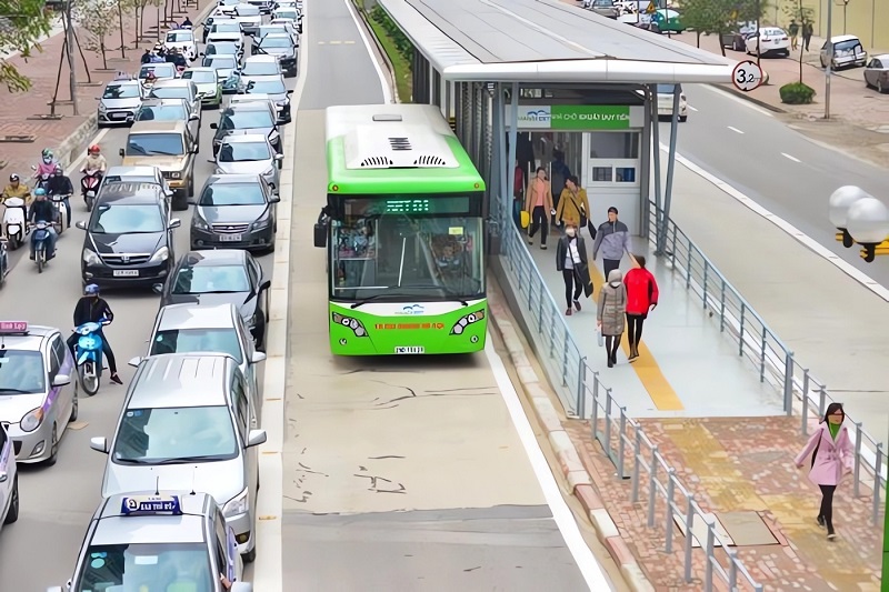 Làn đường xe buýt brt và làn hỗn hợp