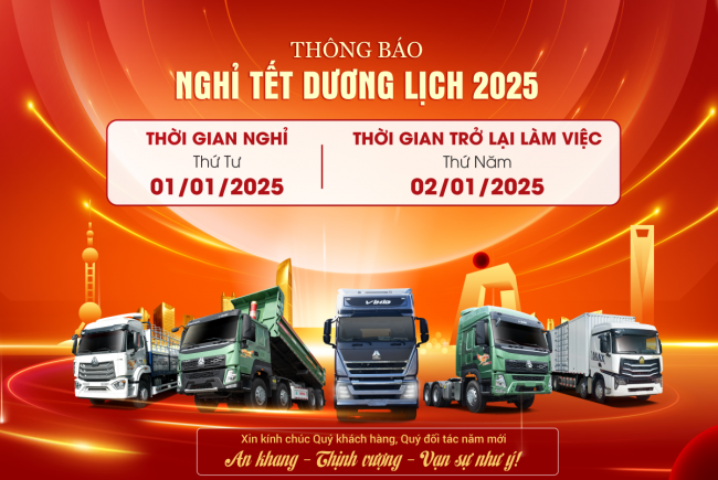U-TRUCK thông báo lịch nghỉ Tết Dương lịch năm 2025 