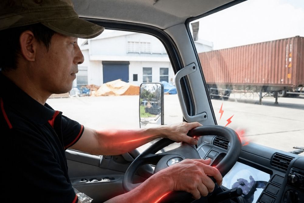 Vô lăng xe tải bị nặng