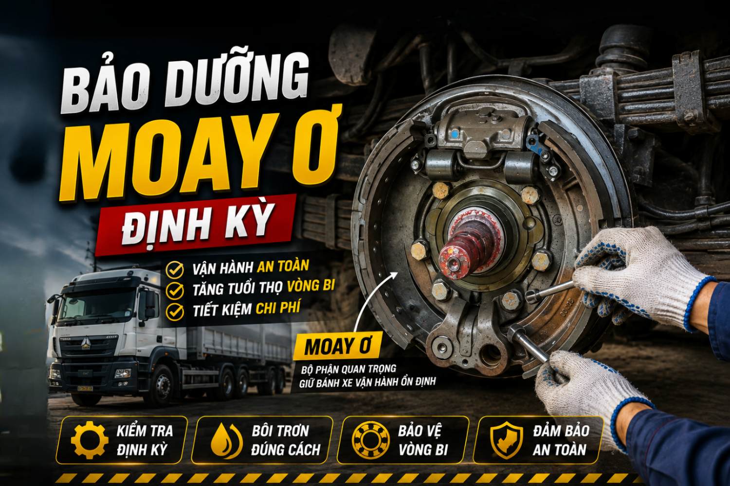Bảo dưỡng moay ơ xe tải