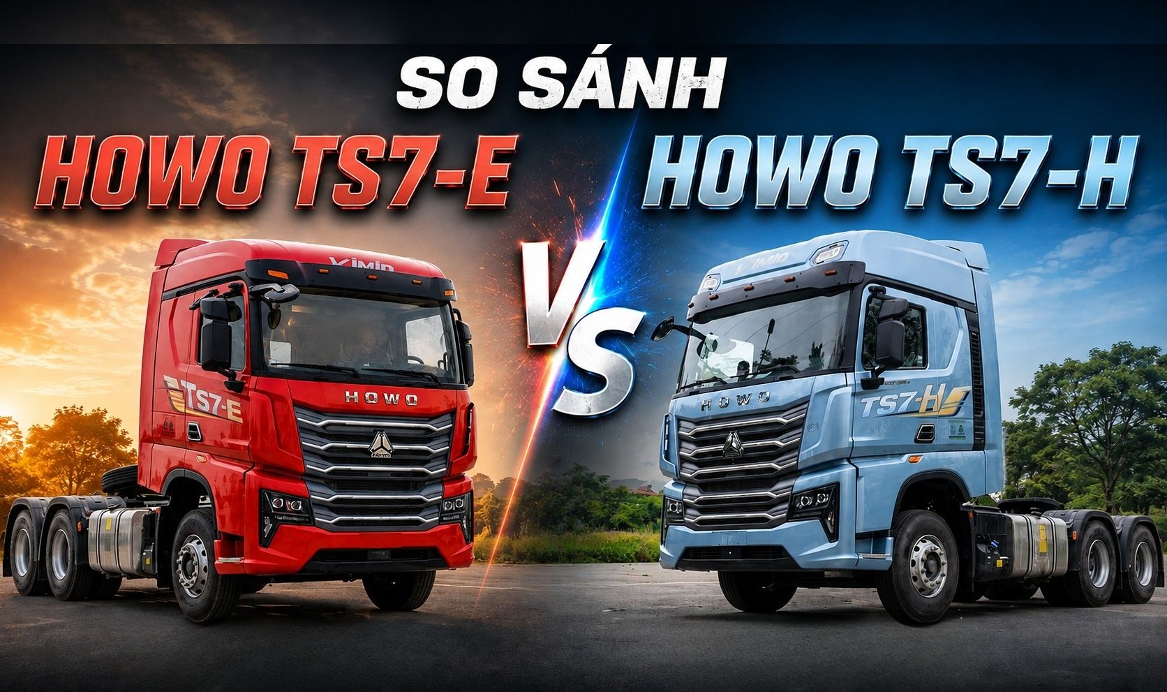 So sánh xe đầu kéo Howo TS7-E và Howo TS7-H
