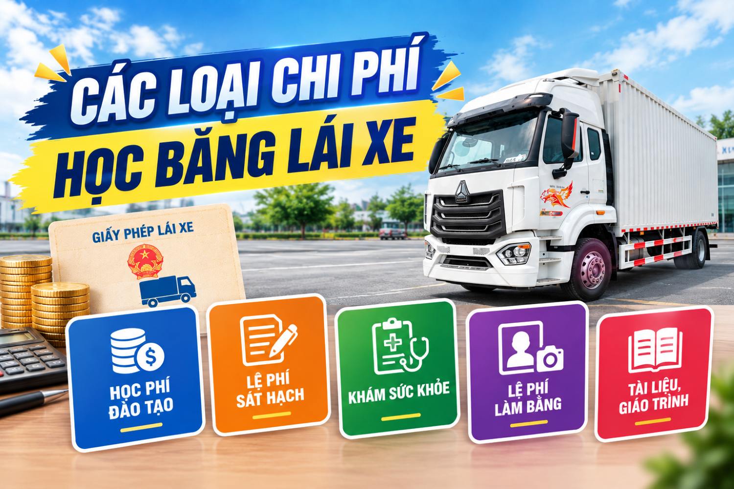 Các loại chi phí học bằng lái xe tải