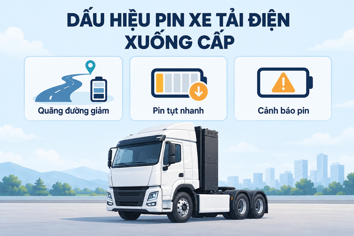 Dấu hiệu pin xe tải điện xuống cấp
