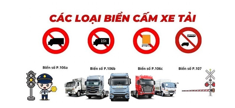 Biển cấm tải P.106a, P.106b, P.106c, P107